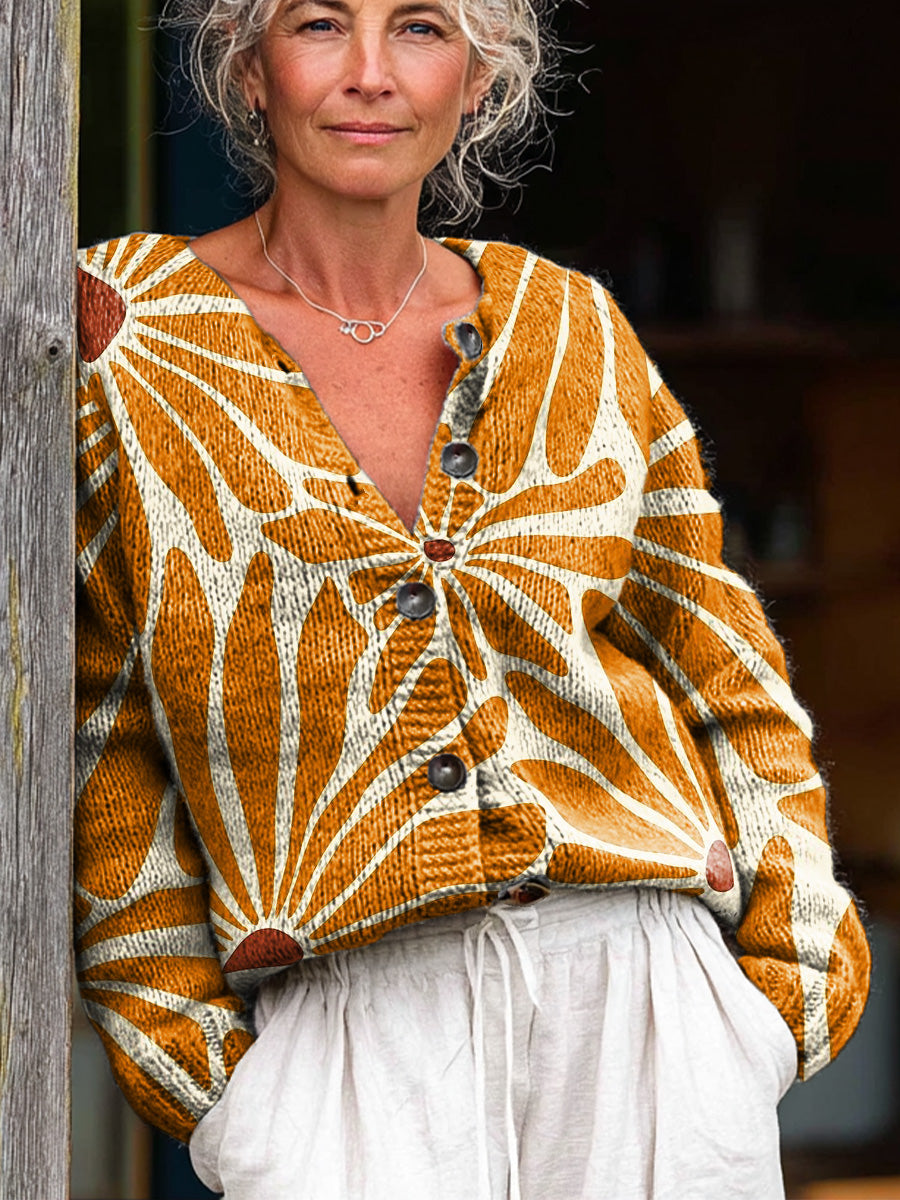 beautiful-abstract-geometric-floral-painting-art-print-buttoned-cardigan-sweater