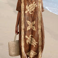 Women's Vintage Ocean Turtle Art Print Flowy Dress
