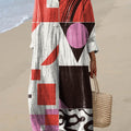Women's Abstract Geometric Pattern Art Print Cotton Dress