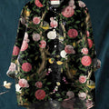 Women's  Flower Art Print Casual Cotton And Linen Shirt