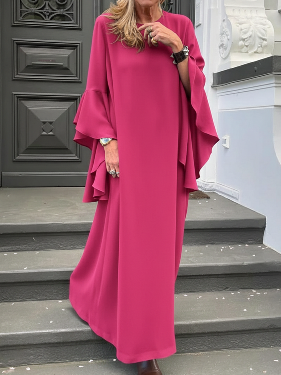 Women's Elegant Solid Color Multi-Layered Bell Sleeve Dress