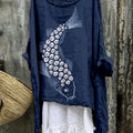 Japanese Tie Dye Koi Linen Blend Flowy Tunic