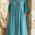 Casual & Cozy Lace-paneled Cotton-linen Dress