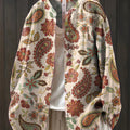 Women's Ethnic Paisley Floral Painting Art Print Casual Cotton And Linen Shirt