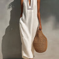 Women's Minimalist Sleeveless Maxi Dress With Cutout Neckline