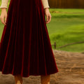 Women's Solid Color High Waist Velvet A-Line Skirt