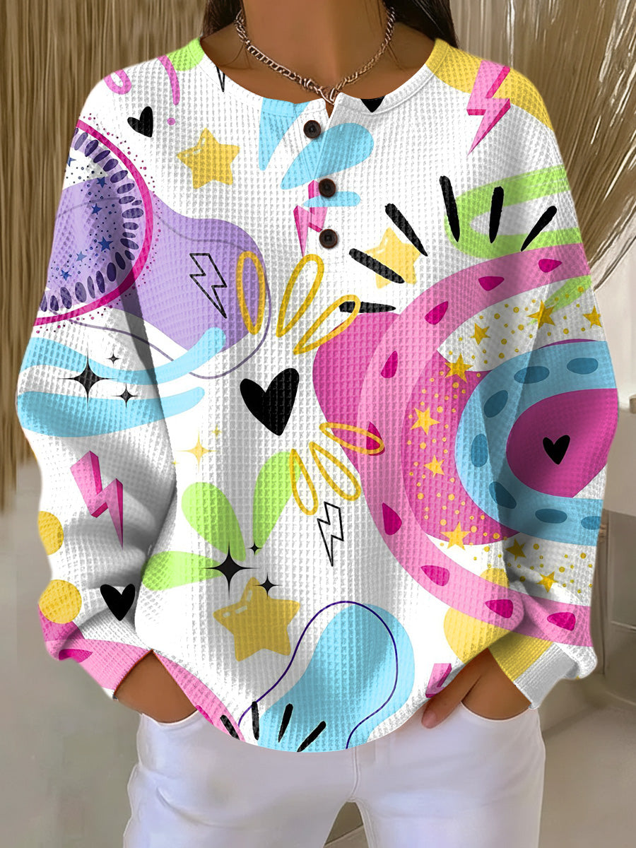 Women's Beautiful Colorful Abstract Graffiti Painting Art Print Casual Cotton Sweatshirt