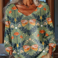 pull-over décontracté pour femme, imprimé artistique vintage papillons et fleurs