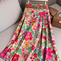 Women's Retro Print High Waist A-Line Casual Skirt