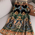 Women's Beautiful Vintage Ethnic Diamond Geometric Pattern Art Print Cotton Skirt