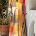 Women's  Vintage Abstract  Plaid  Art Print Dress