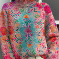 pull-col roulé en maille à imprimé floral symétrique vintage wzfr 