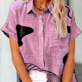 Women's Random Pink Blocks Print Casual Cotton Shirt