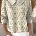 Women's Floral Flowers Casual Print Peter Pan Collar 3/4 Sleeve Sweater