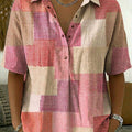 Women's Retro Plaid Print Casual Cotton-linen Shirt
