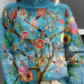 Pull à col roulé en maille à imprimé floral vintage pour femme 
