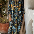 Women's Vintage Floral Art Print Cotton Dress
