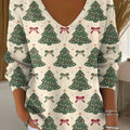 Women's Lovely Christmas Tree Pattern Art Print Casual Pullover Sweater