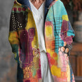 Abstract Multicolor Block Graffiti Painting Art Print Unisex Plush Thick Long-Sleeved Sweater Cardigan Coat