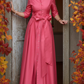 Women's Elegant Solid Color Lapel Bow Cotton Maxi Dress