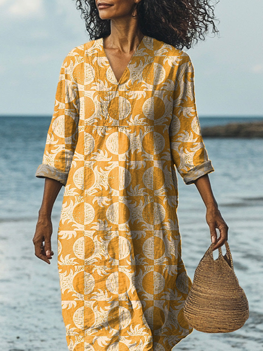 Summer Geometric Solar Pattern Printed Women's Dress