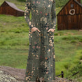 Women's Vintage Flower Art Printed Long-sleeved Casual Dress