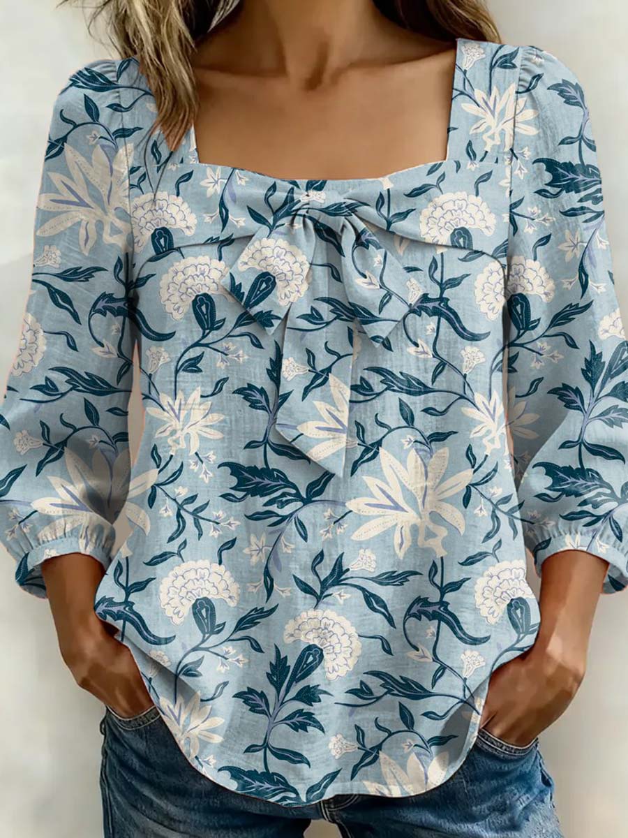 Women's Floral Art Print Casual Stylish Cotton Shirt