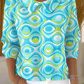 womens-rectangular-circle-print-casual-peter-pan-collar-3-4-sleeve-sweater
