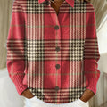 Women's Plaid Pattern Art Print Casual Sweater