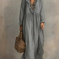 Women's Striped Art Print Casual Stylish Ruffled Vacation Maxi Dress