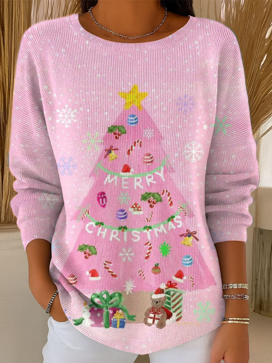 Women's Beautiful Winter Merry Christmas Gift Painting Art Print Casual Pullover Sweater