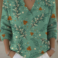 Women's Christmas Pattern Art Print Buttoned Cardigan Sweater