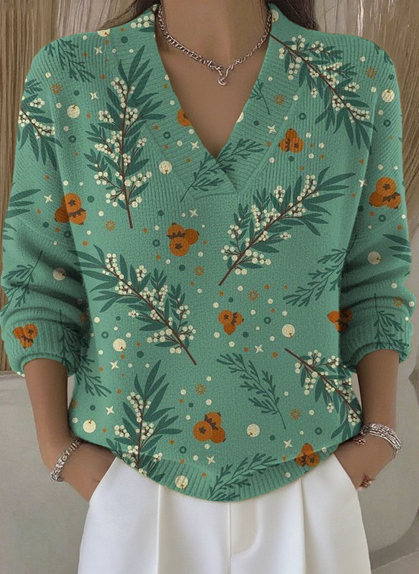 Women's Christmas Pattern Art Print Buttoned Cardigan Sweater