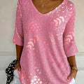 Vintage-Langarmshirt mit Blumenmuster und Rundhalsausschnitt 
