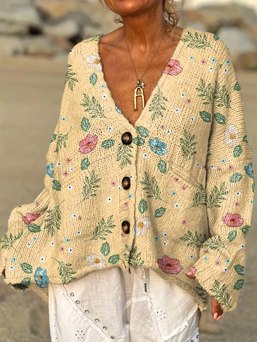 womens-retro-artistic-flowers-casual-pullover-sweater-sr5b