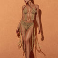 Ensemble bikini deux pièces à franges en maille Berlin