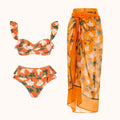 Kesia Ruffle Printed Bikini Three Piece Set