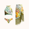 Ororo Printed Bikini Three Piece Set