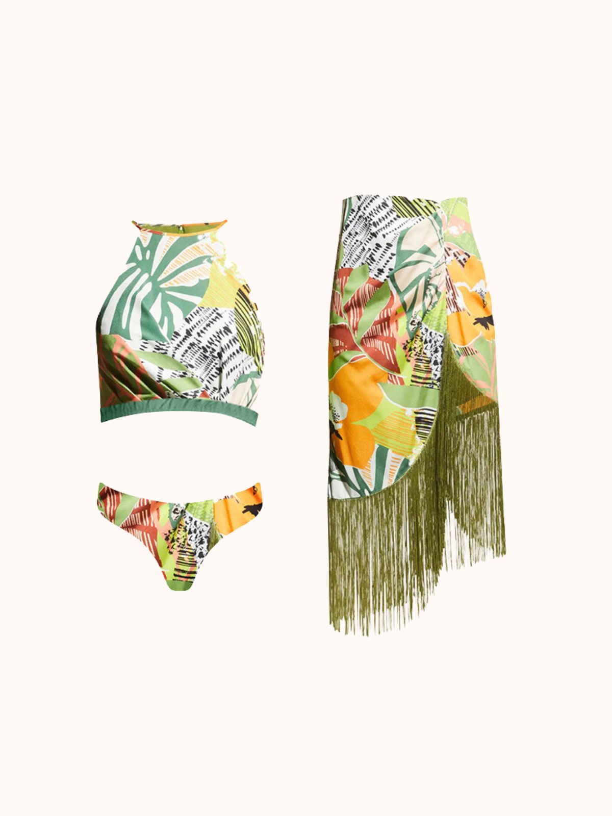 Ororo Printed Bikini Three Piece Set