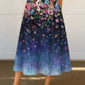 Women's Retro Flowers Floral Gradient Pattern Print High Waist Casual A-Line Skirt