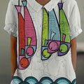 Women's Fish Art  Print Casual Cotton And Linen Shirt