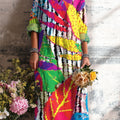 Women's Beautiful Colorful Leaves Painting Art Print Dress