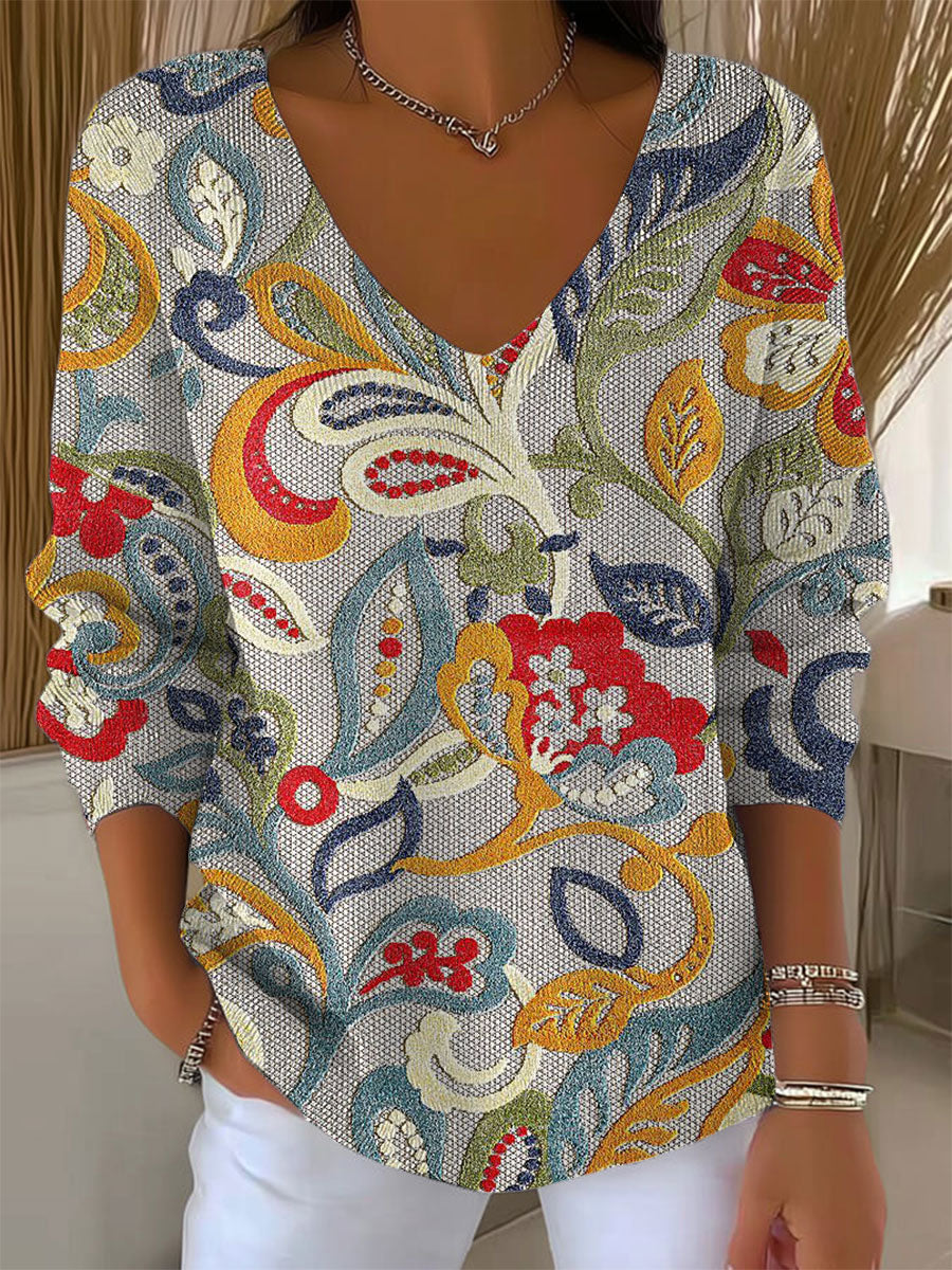 womens-vintage-flower-art-print-casual-pullover-sweater-voef