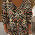 pull-over décontracté pour femme à imprimé floral vintage