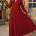 Women's Elegant V-Neck Multi-Layered Hem Knitted Dress