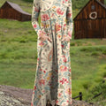 Women's Retro Floral Pattern Art Print Long-sleeved Dress