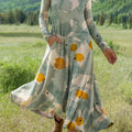 Women's Flowers Floral Art Print Long-sleeved Dress