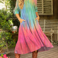 Women's Vintage  Gradient Art Print Casual Dress