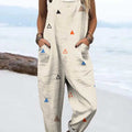Women's Geometric Pattern Art Print Casual 100% Cotton Wide Leg Jumpsuit