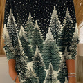 Women's Retro Style Christmas Tree Art Print Casual Pullover Sweater
